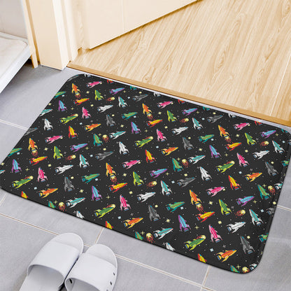 Pixel Spaceships Pattern Print Indoor Door Mat