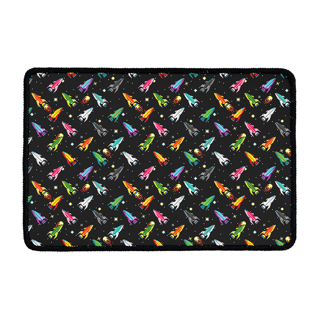 Pixel Spaceships Pattern Print Kitchen Mat