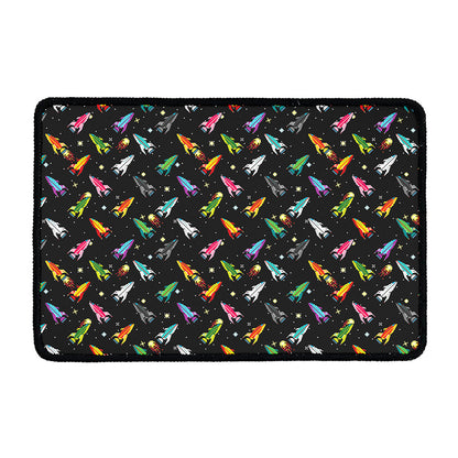 Pixel Spaceships Pattern Print Kitchen Mat