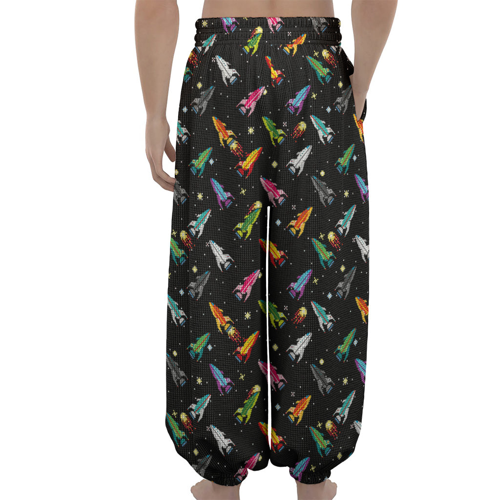 Pixel Spaceships Pattern Print Lantern Pants