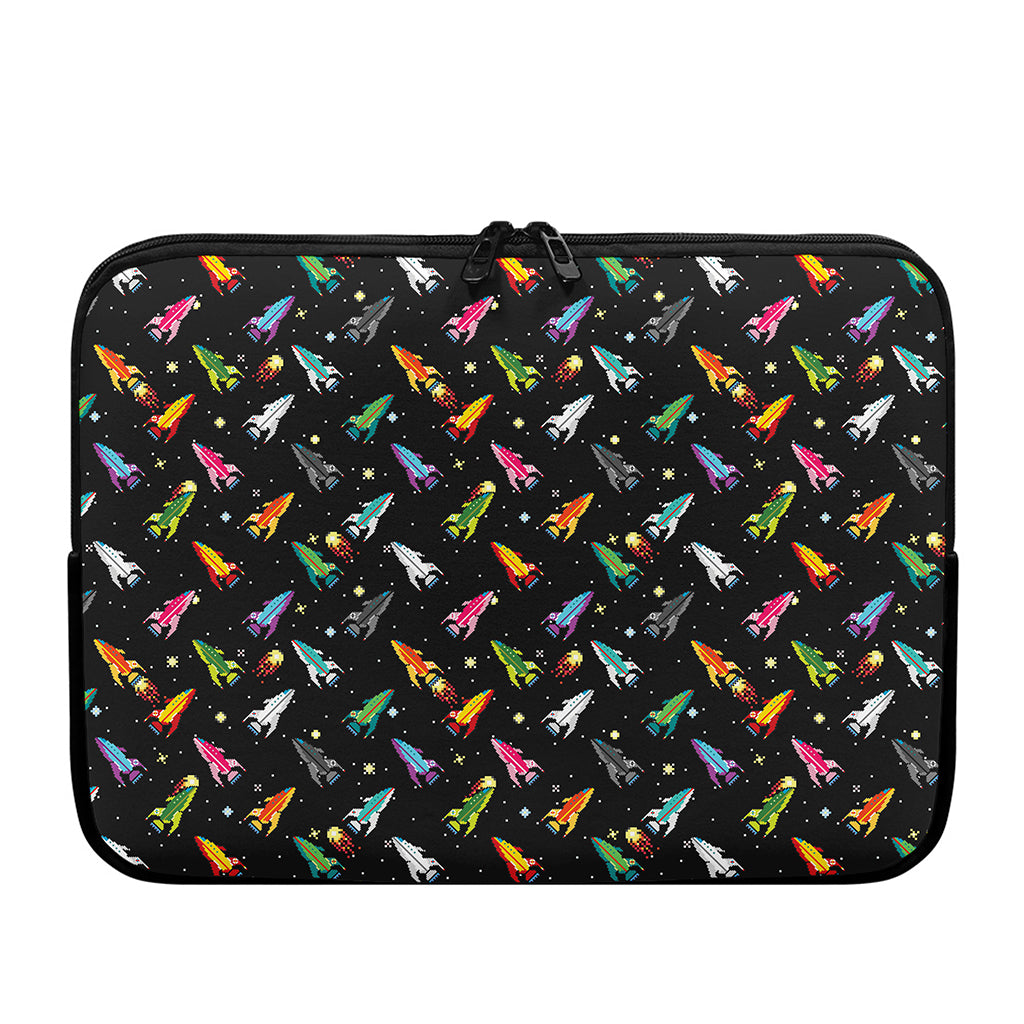 Pixel Spaceships Pattern Print Laptop Sleeve