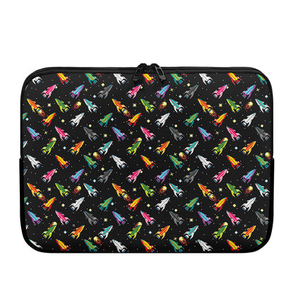 Pixel Spaceships Pattern Print Laptop Sleeve