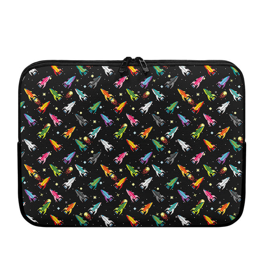 Pixel Spaceships Pattern Print Laptop Sleeve