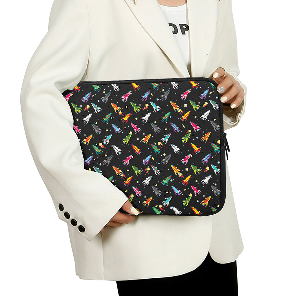 Pixel Spaceships Pattern Print Laptop Sleeve