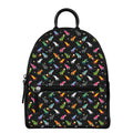 Pixel Spaceships Pattern Print Leather Backpack