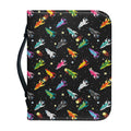Pixel Spaceships Pattern Print Leather Bible Cover