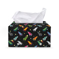 Pixel Spaceships Pattern Print Leather Tissue Box Cover