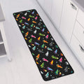 Pixel Spaceships Pattern Print Long Kitchen Mat
