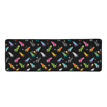 Pixel Spaceships Pattern Print Long Kitchen Mat