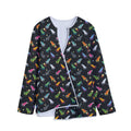 Pixel Spaceships Pattern Print Long Sleeve Short Coat