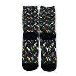 Pixel Spaceships Pattern Print Long Socks