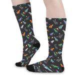 Pixel Spaceships Pattern Print Long Socks