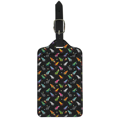 Pixel Spaceships Pattern Print Luggage Tag