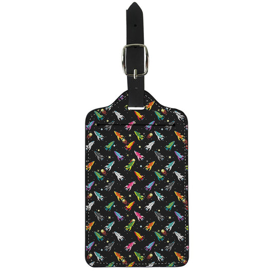 Pixel Spaceships Pattern Print Luggage Tag