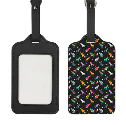 Pixel Spaceships Pattern Print Luggage Tag