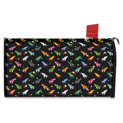 Pixel Spaceships Pattern Print Mailbox Cover