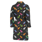 Pixel Spaceships Pattern Print Men's Bathrobe