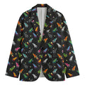 Pixel Spaceships Pattern Print Men's Blazer