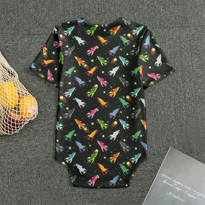 Pixel Spaceships Pattern Print Men's Bodysuit