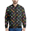 Pixel Spaceships Pattern Print Men's Bomber Jacket