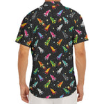 Pixel Spaceships Pattern Print Men's Deep V-Neck Shirt