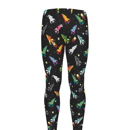 Pixel Spaceships Pattern Print Men's leggings