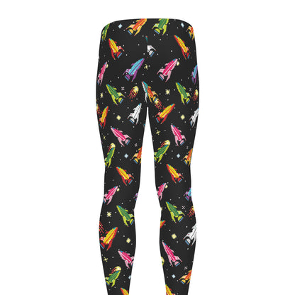 Pixel Spaceships Pattern Print Men's leggings