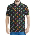 Pixel Spaceships Pattern Print Men's Polo Shirt