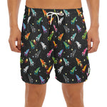 Pixel Spaceships Pattern Print Men's Split Running Shorts