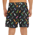 Pixel Spaceships Pattern Print Men's Split Running Shorts