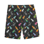 Pixel Spaceships Pattern Print Men's Sports Shorts
