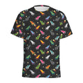 Pixel Spaceships Pattern Print Men's Athletic T-Shirt