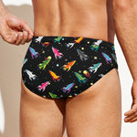 Pixel Spaceships Pattern Print Men's Swim Briefs
