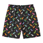 Pixel Spaceships Pattern Print Men's Swim Trunks