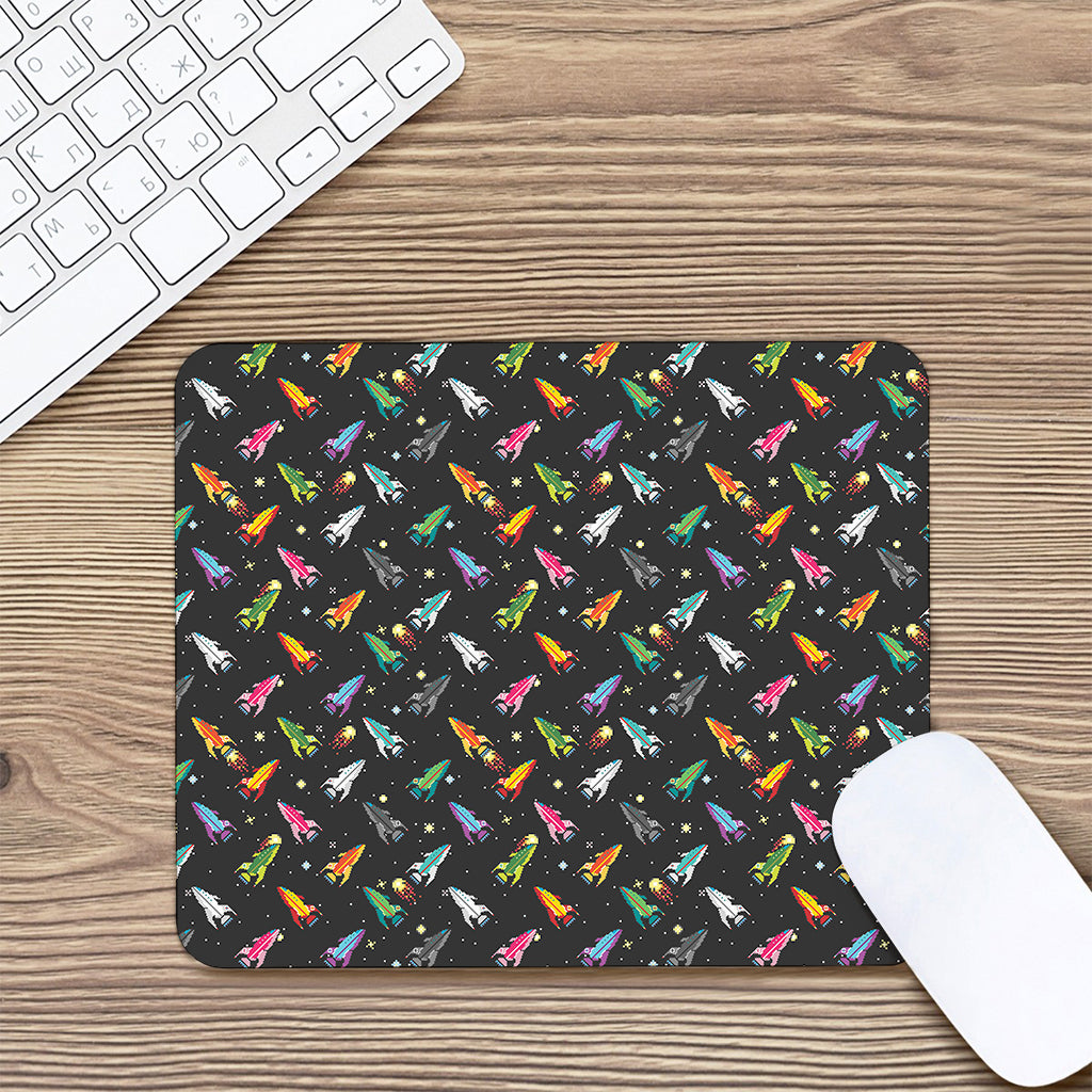 Pixel Spaceships Pattern Print Mouse Pad