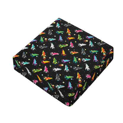 Pixel Spaceships Pattern Print Outdoor Seat Cushion Cover