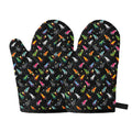 Pixel Spaceships Pattern Print Oven Mitts