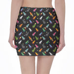 Pixel Spaceships Pattern Print Pencil Mini Skirt