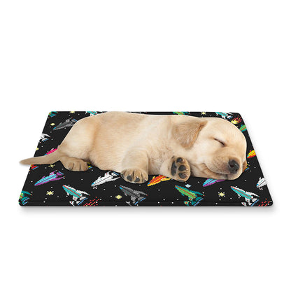 Pixel Spaceships Pattern Print Pet Cooling Mat Cover
