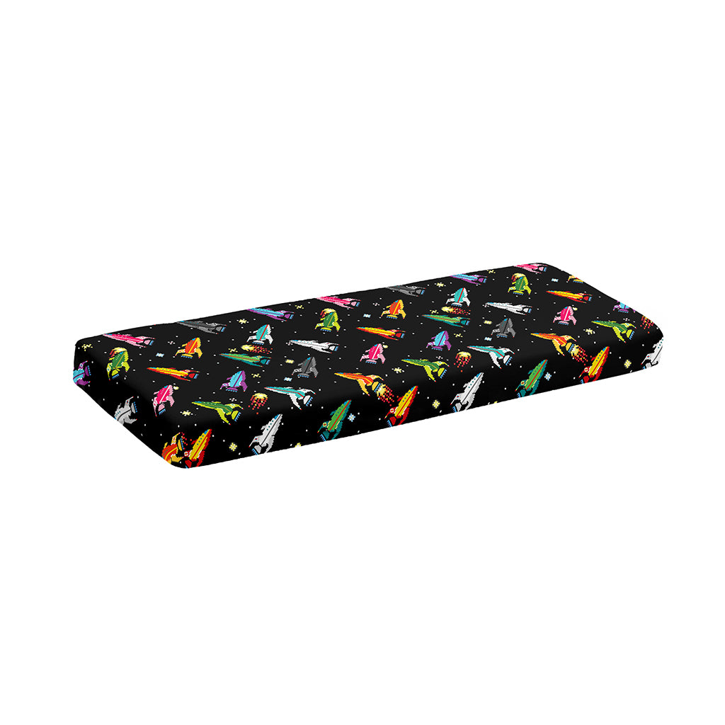 Pixel Spaceships Pattern Print Piano Keyboard Cover