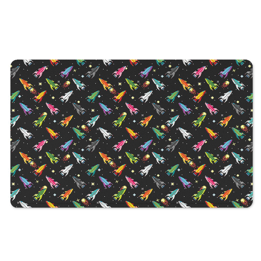 Pixel Spaceships Pattern Print Polyester Doormat