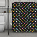 Pixel Spaceships Pattern Print Polyester Shower Curtain