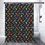 Pixel Spaceships Pattern Print Premium Shower Curtain
