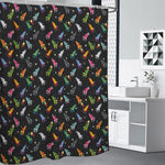 Pixel Spaceships Pattern Print Premium Shower Curtain