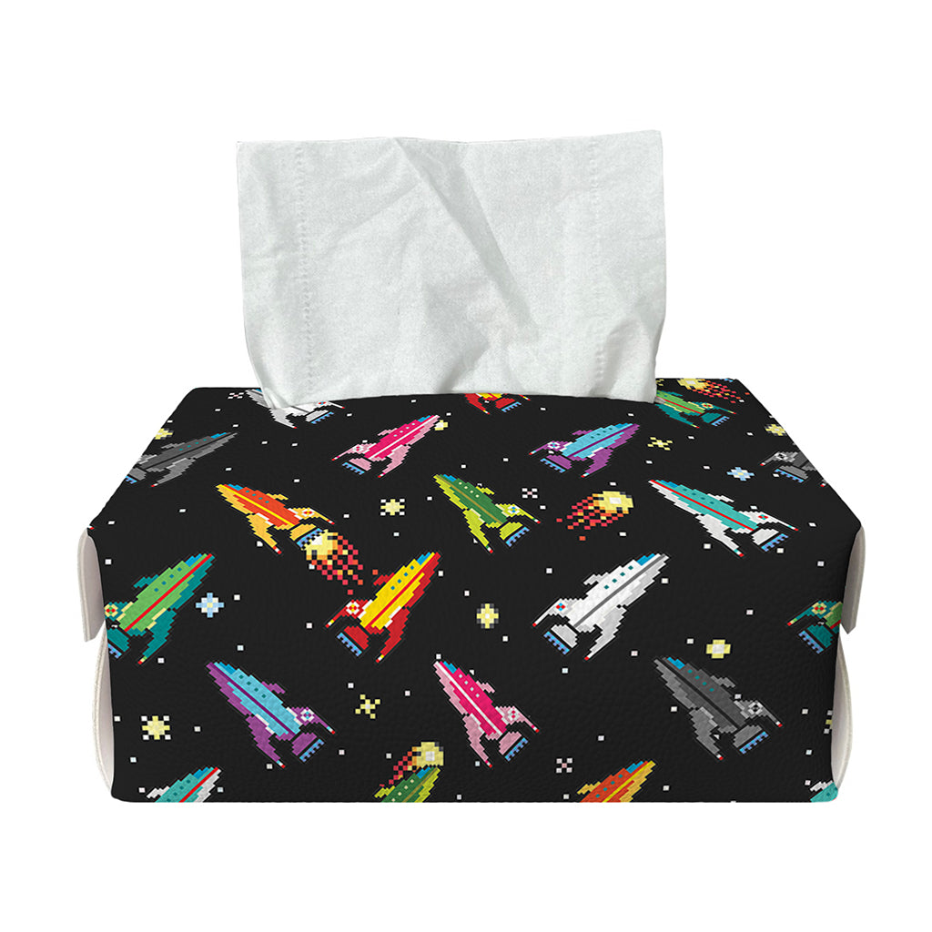 Pixel Spaceships Pattern Print Rectangle Tissue Box Cover