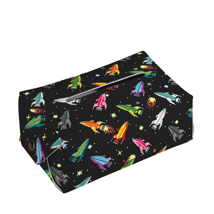 Pixel Spaceships Pattern Print Rectangle Tissue Box Cover