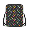 Pixel Spaceships Pattern Print Rectangular Crossbody Bag