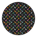 Pixel Spaceships Pattern Print Round Floor Mat