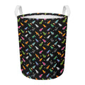 Pixel Spaceships Pattern Print Round Laundry Basket