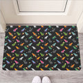 Pixel Spaceships Pattern Print Rubber Doormat